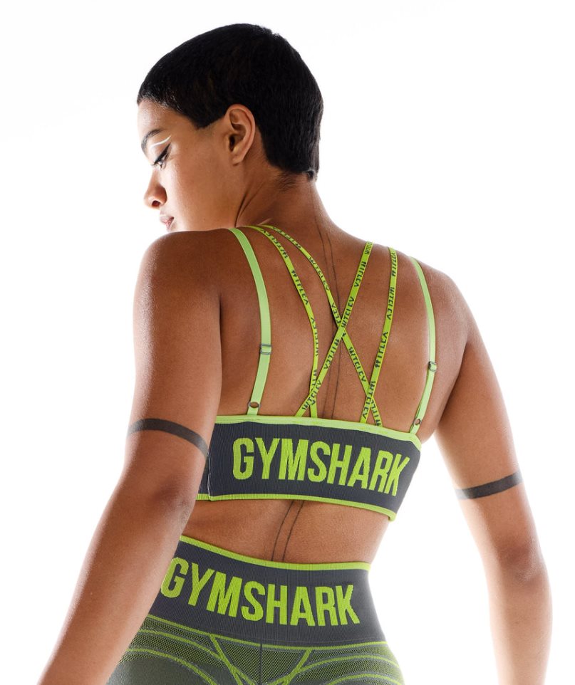 Women's Gymshark Wtflex Linear Seamless Sports Bra Green | NZ 8CQVZX